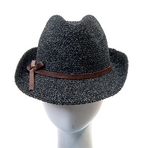 Beloved Millinery Stylish Black Fedora with Brown Ribbon